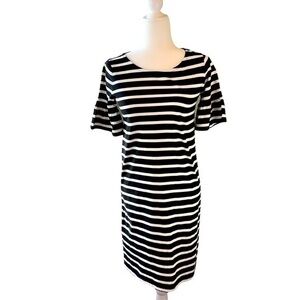 J. CREW Black and White Striped Dress With Ruffle Sleeves | Size XXS | NWT